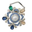 Maxbell Rhinestone Crystal Safety Pin Brooch Flower Pearl Scarf Gown Clip Pin Blue Discount